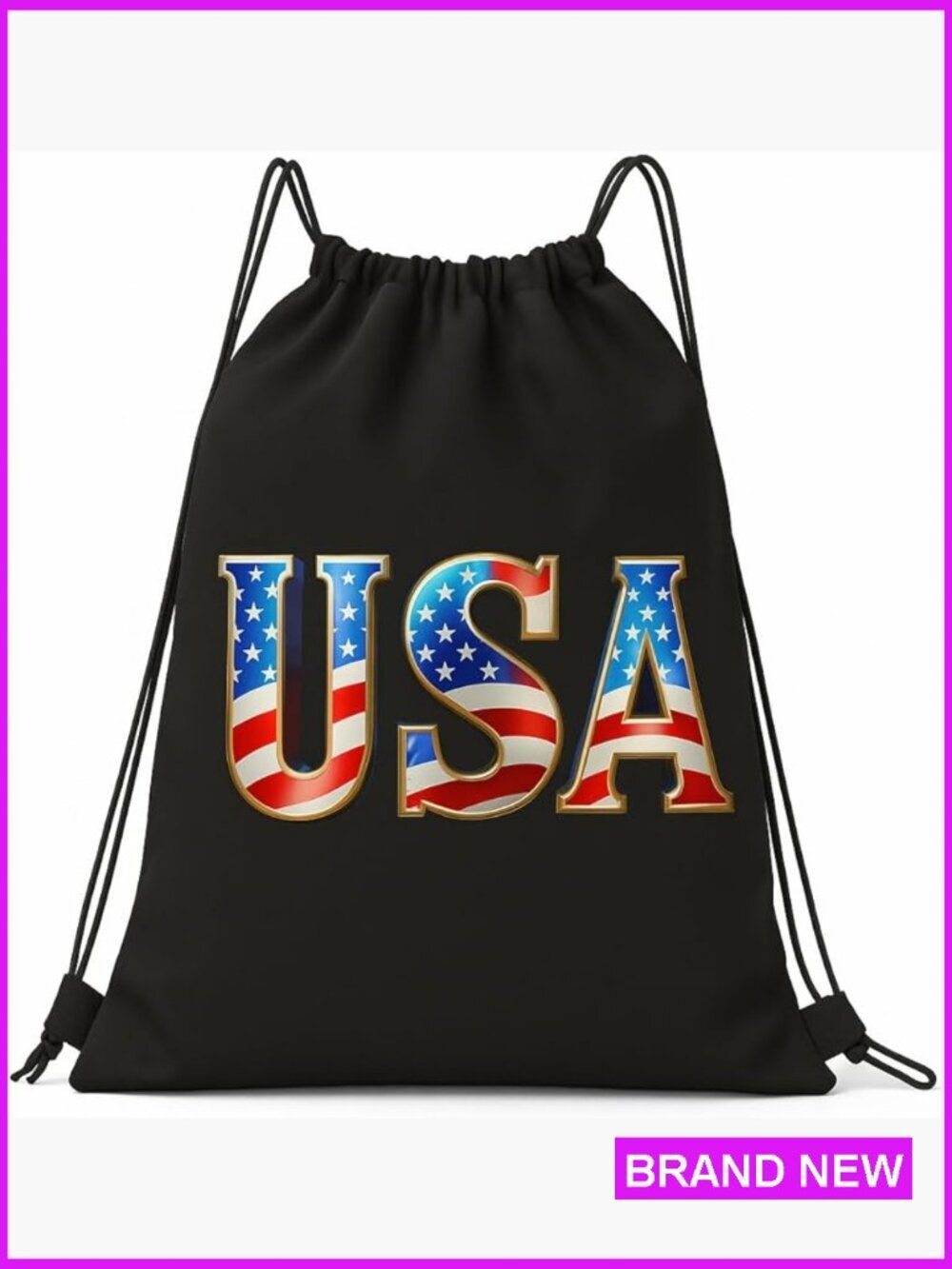 Patriotic Drawstring Backpack – Stars Stripes Gym Sack for Travel Fitness Sports